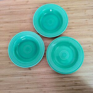 3 Fiestaware Vintage Light/Original Green Rimmed Soup Bowls